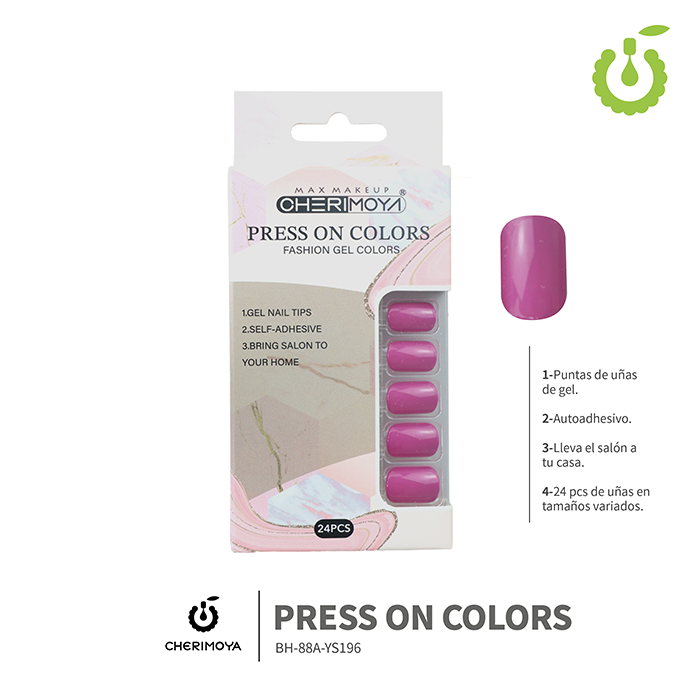 Press on nails oval brillo 24 pcs ___Pack X12 -BH001207 /BH-88A-YS196