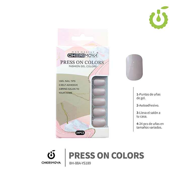 Press on nails oval brillo 24 pcs (pack x12) -BH001207 /BH-88A-YS189