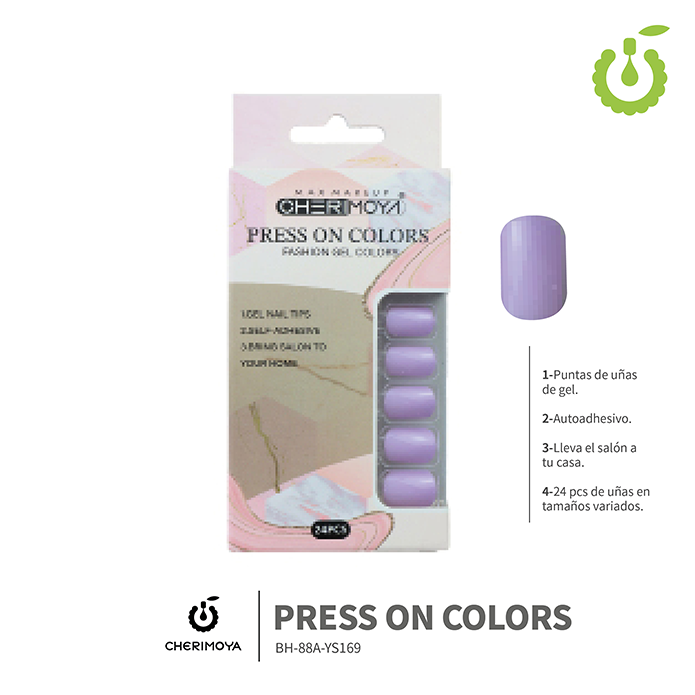 Press on nails oval brillo 24 pcs (pack x12) -BH001207 /BH-88A-YS169