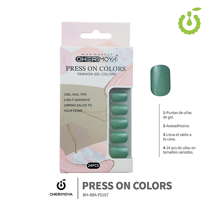 Press on nails oval brillo 24 pcs ___Pack X12 -BH001207 /BH-88A-YS167