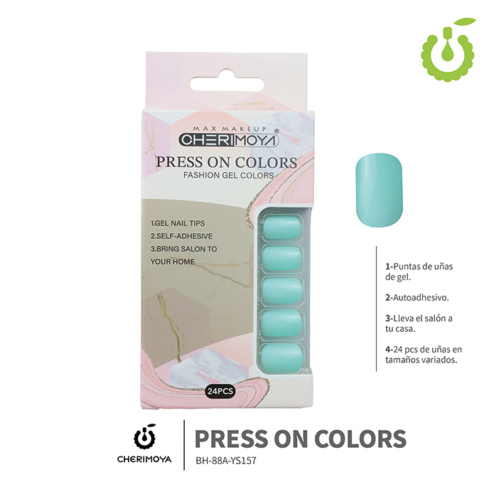 Press on nails oval brillo 24 pcs ___Pack X12 -BH001207 /BH-88A-YS157