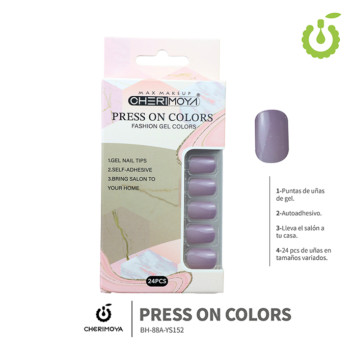 Press on nails oval brillo 24 pcs (pack x12) -BH001207 /BH-88A-YS152