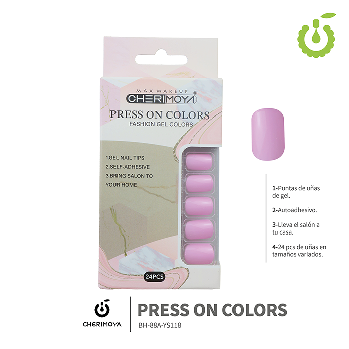 Press on nails oval brillo 24 pcs (pack x12) -BH001207 /BH-88A-YS118