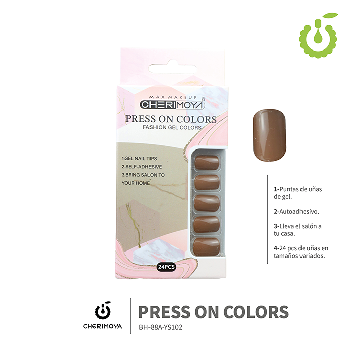 Press on nails oval brillo 24 pcs (pack x12) -BH001207 /BH-88A-YS102