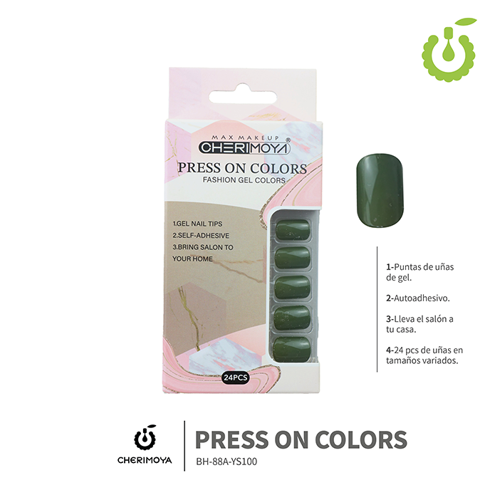 Press on nails oval brillo 24 pcs (pack x12) -BH001207 /BH-88A-YS100