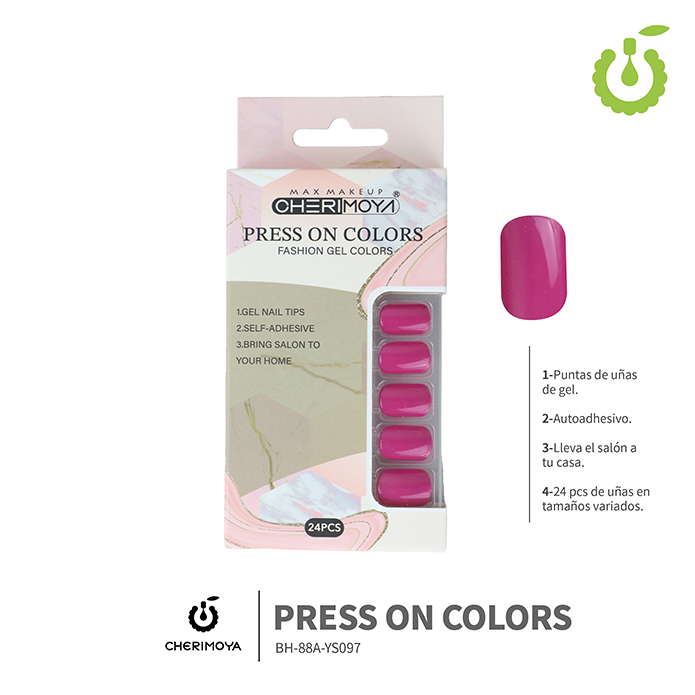 Press on nails oval brillo 24 pcs (pack x12) -BH001207 /BH-88A-YS097
