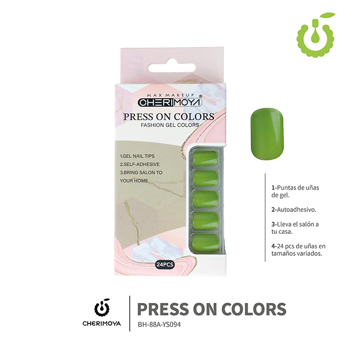 Press on nails oval brillo 24 pcs (pack x12) -BH001207 /BH-88A-YS094