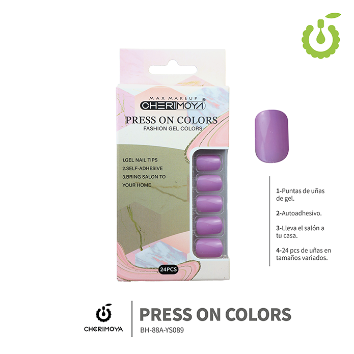 Press on nails oval brillo 24 pcs ___Pack X12 -BH001207 /BH-88A-YS089