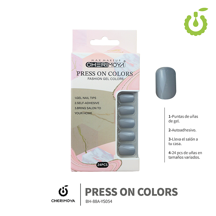 Press on nails oval brillo 24 pcs (pack x12) -BH001207 /BH-88A-YS054