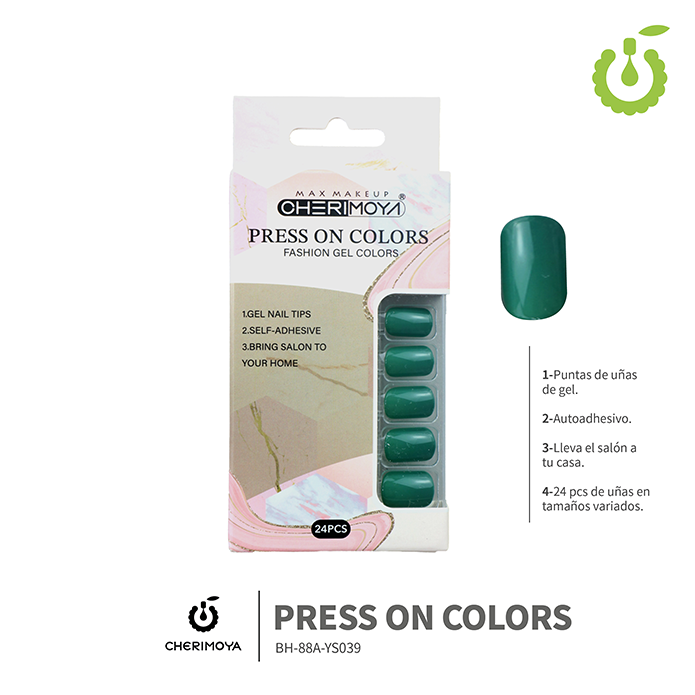 Press on nails oval brillo 24 pcs ___Pack X12 -BH001207 /BH-88A-YS039