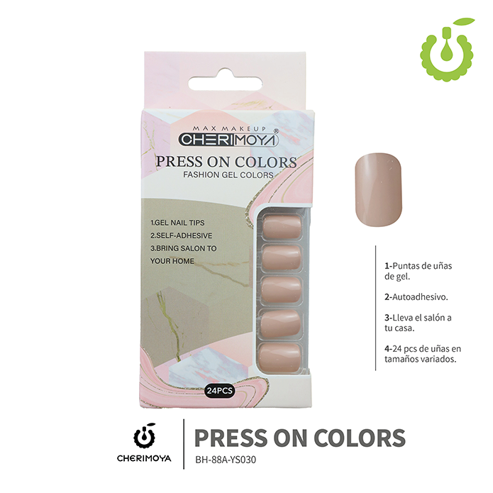 Press on nails oval brillo 24 pcs (pack x12) -BH001207 /BH-88A-YS030