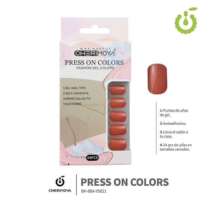 Press on nails oval brillo 24 pcs (pack x12) -BH001207 /BH-88A-YS021