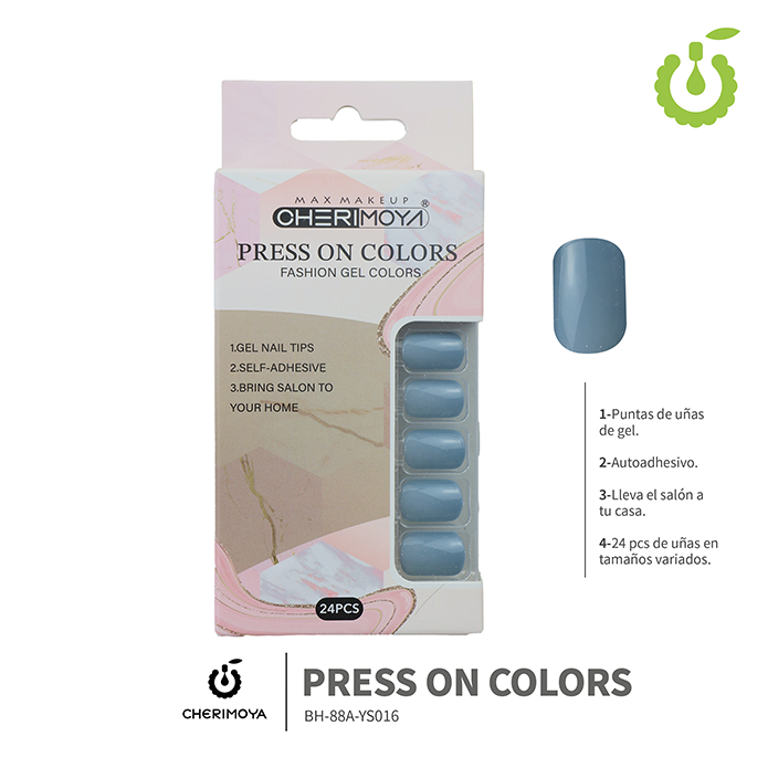 Press on nails oval brillo 24 pcs (pack x12) -BH001207 /BH-88A-YS016