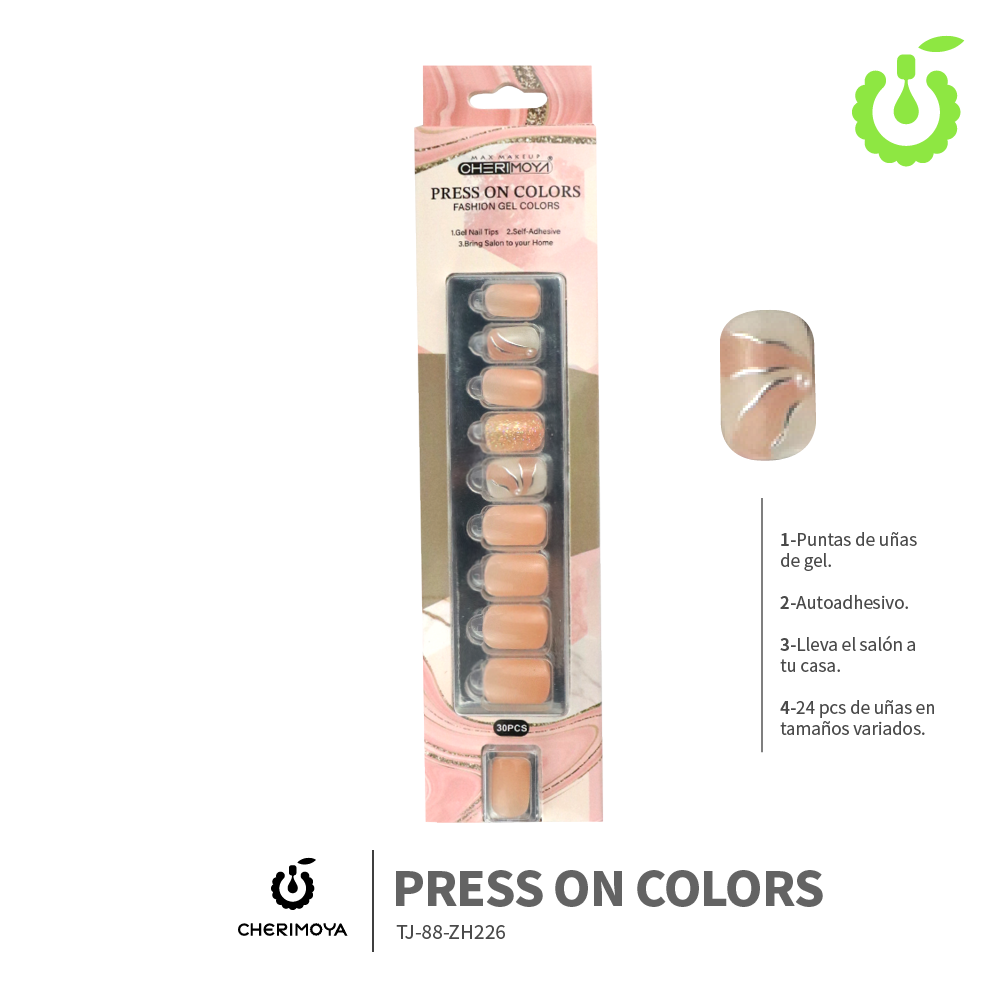 Press on nails KIT GOLD 30pcs ___Pack X12 -BH001207-6/TJ-88-ZH226