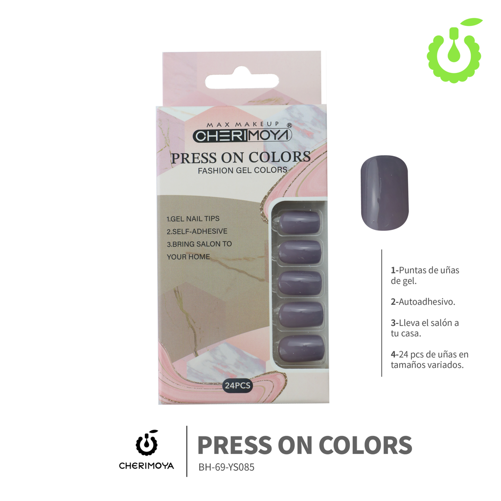 Press on nails Cuadrado  69-YS Brillo 24pcs ___Pack X12 -BH001205/BH-69-YS085