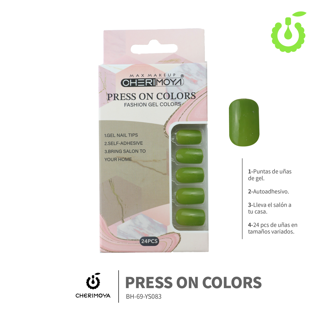 Press on nails Cuadrado  69-YS Brillo 24pcs (pack x12) -BH001205/BH-69-YS083