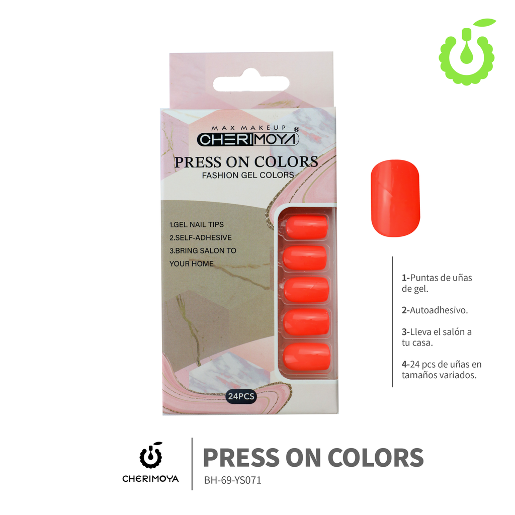 Press on nails Cuadrado  69-YS Brillo 24pcs (pack x12) -BH001205/BH-69-YS071