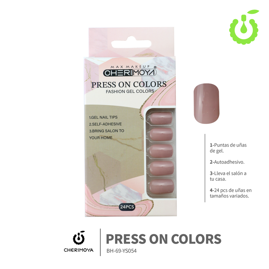 Press on nails Cuadrado  69-YS Brillo 24pcs (pack x12) -BH001205/BH-69-YS054