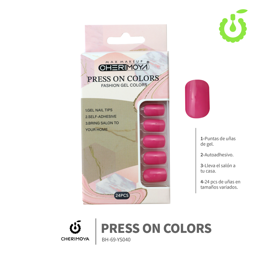Press on nails Cuadrado  69-YS Brillo 24pcs ___Pack X12 -BH001205/BH-69-YS040