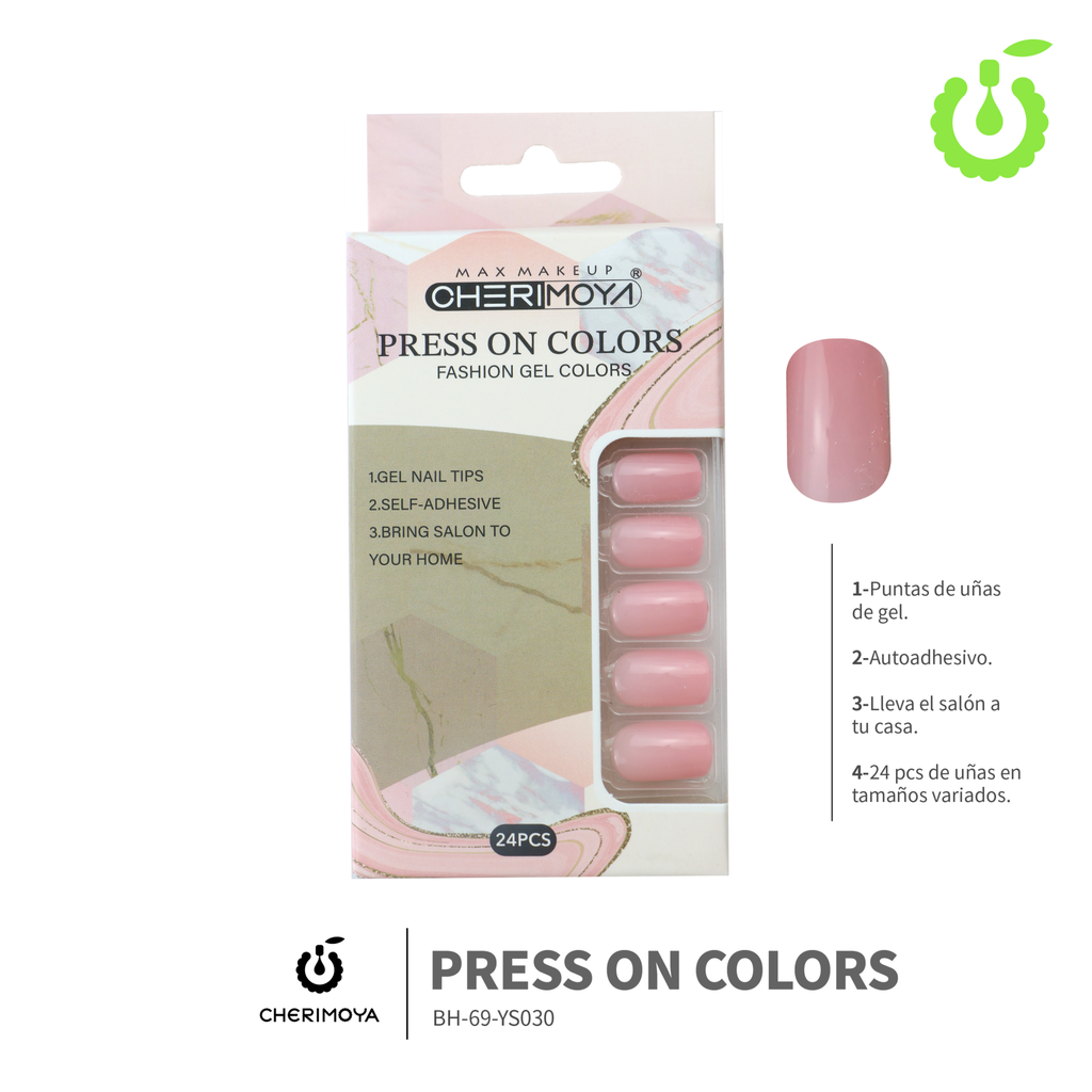 Press on nails Cuadrado  69-YS Brillo 24pcs (pack x12) -BH001205/BH-69-YS030