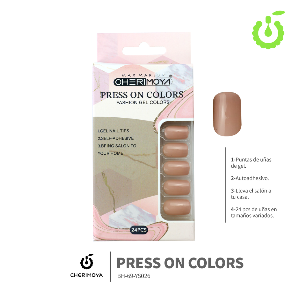 Press on nails Cuadrado  69-YS Brillo 24pcs (pack x12) -BH001205/BH-69-YS026