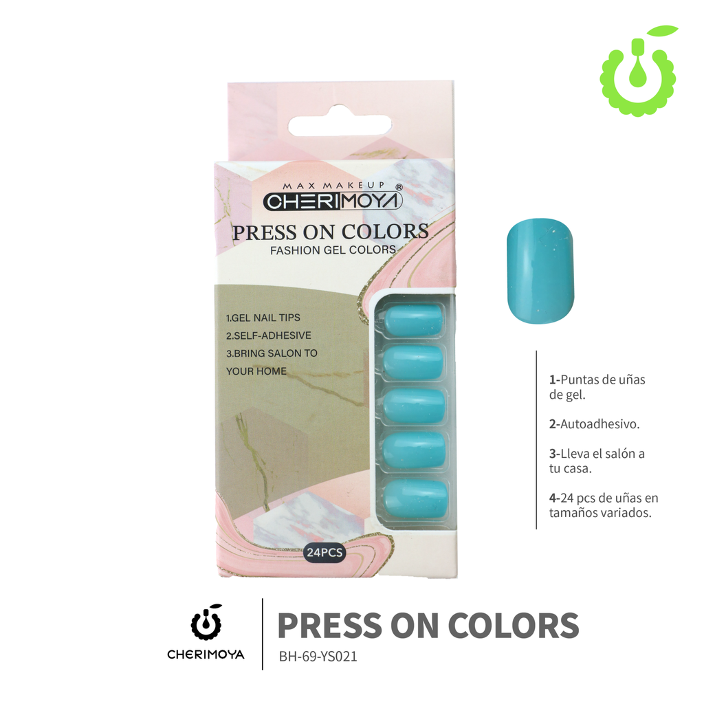 Press on nails Cuadrado  69-YS Brillo 24pcs ___Pack X12 -BH001205/BH-69-YS021