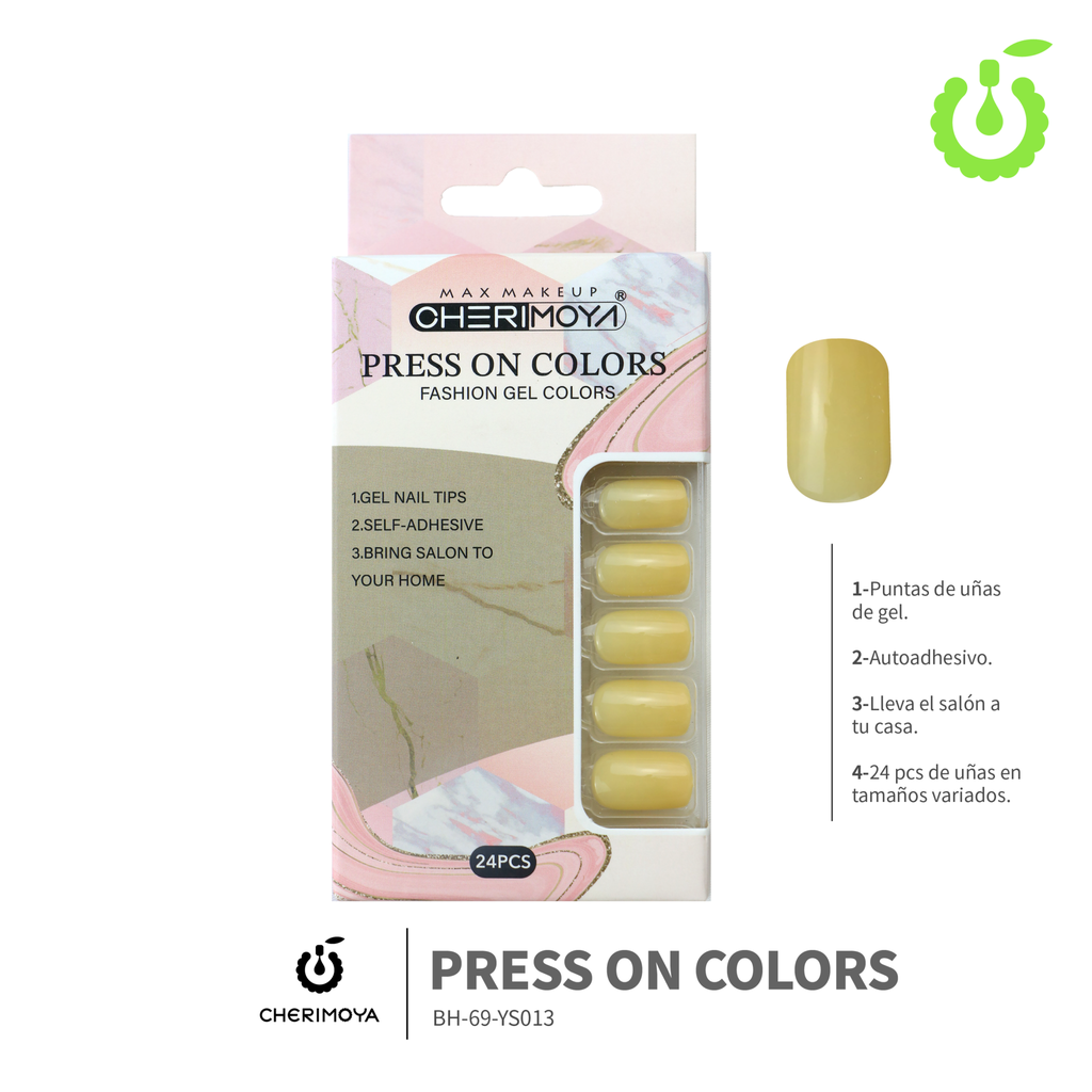 Press on nails Cuadrado  69-YS Brillo 24pcs ___Pack X12 -BH001205/BH-69-YS013
