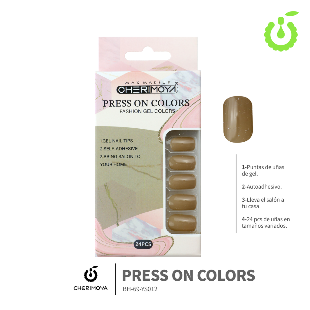 Press on nails Cuadrado  69-YS Brillo 24pcs (pack x12) -BH001205/BH-69-YS012