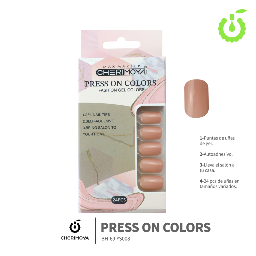 Press on nails Cuadrado  69-YS Brillo 24pcs ___Pack X12 -BH001205/BH-69-YS008