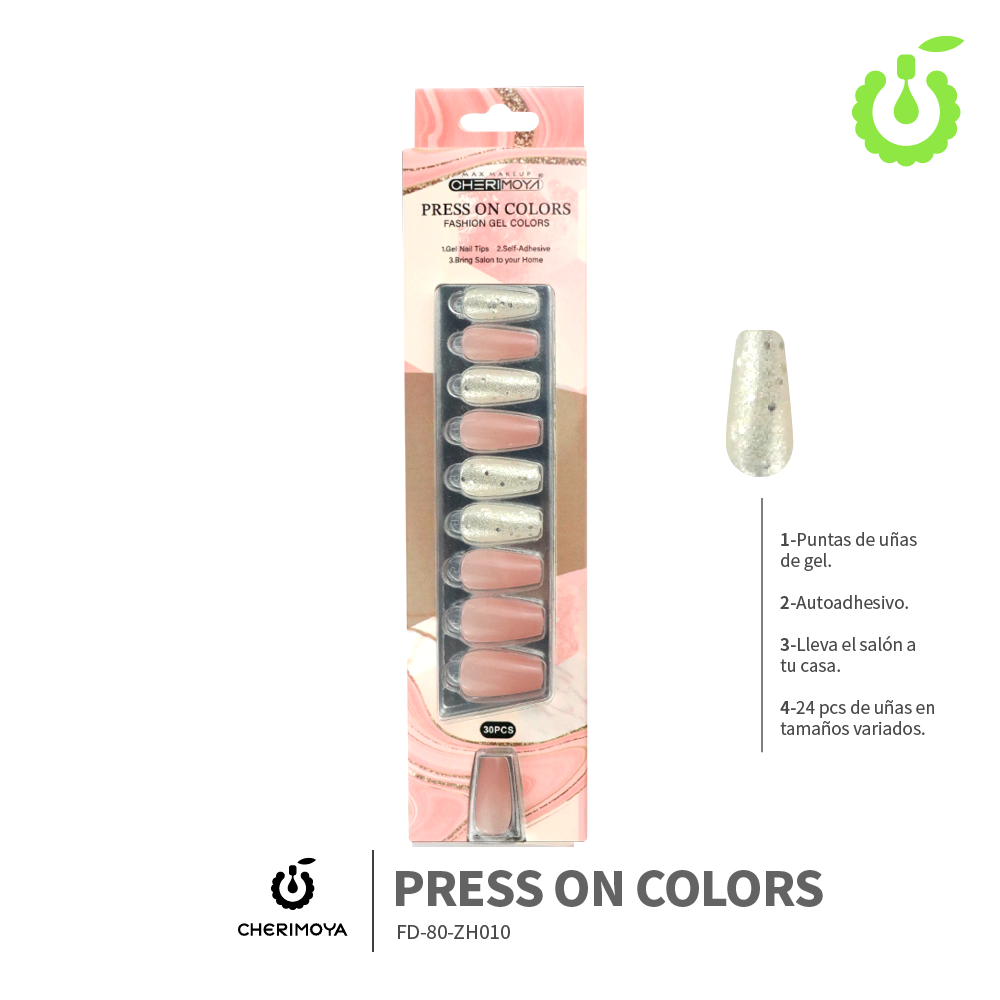 Press on nails coffin  KIT  30 pcs (pack x12) -BH001206-2/FD-80-ZH010