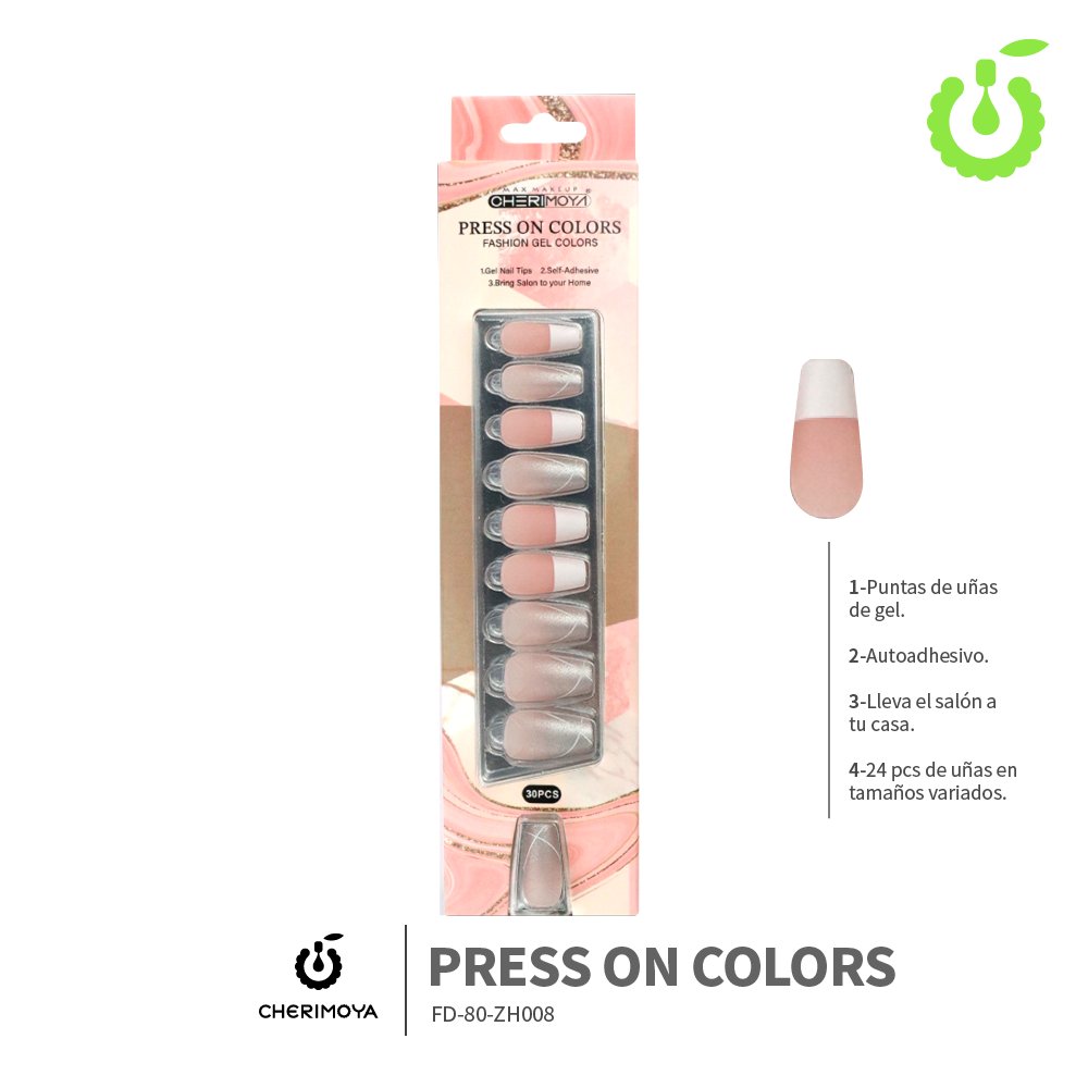 Press on nails coffin  KIT  30 pcs (pack x12) -BH001206-2/FD-80-ZH008