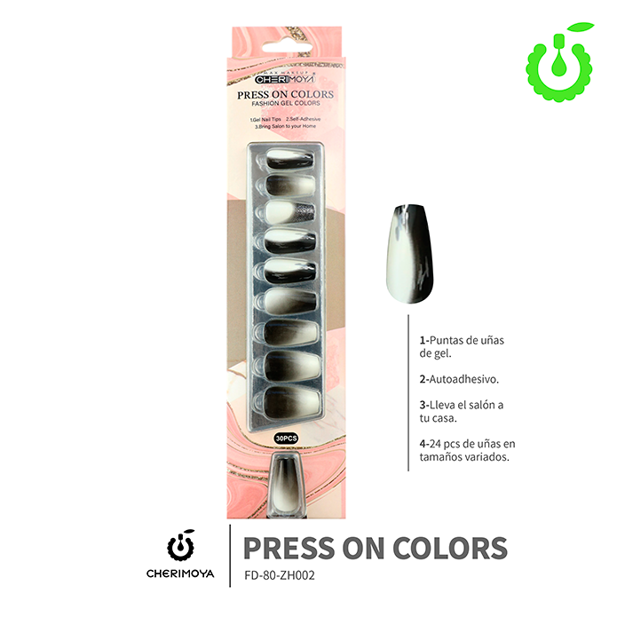 Press on nails coffin  KIT  30 pcs ___Pack X12 -BH001206-2/FD-80-ZH002