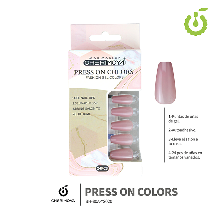 Press on nails coffin  80-YS brillo 24pcs ___Pack X12 -BH001206 /BH-80A-YS020