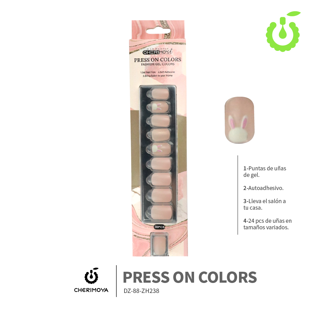 Press on nails  kit con dijes 30 pcs (pack x12) -BH001207-3/DZ-88-ZH238