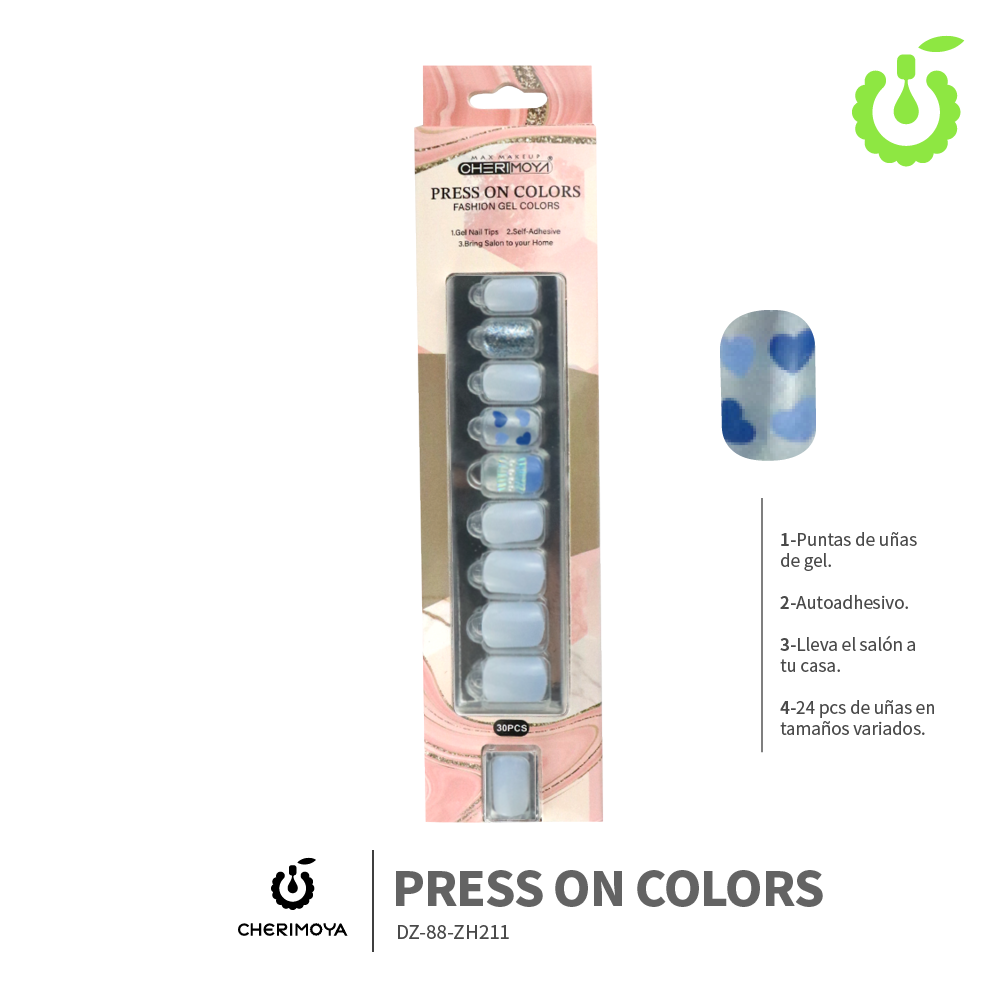 Press on nails  kit con dijes 30 pcs (pack x12) -BH001207-3/DZ-88-ZH211
