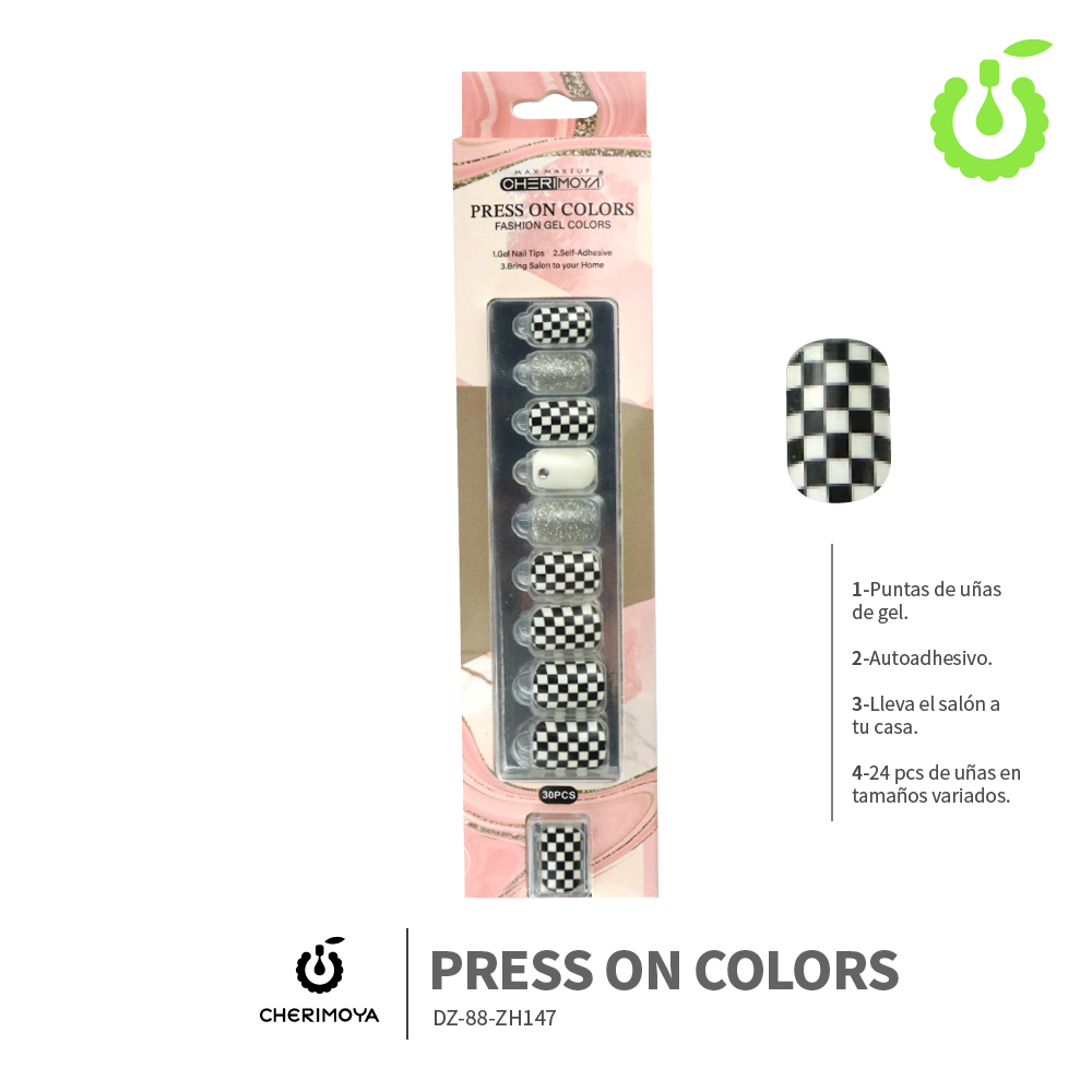 Press on nails  kit con dijes 30 pcs (pack x12) -BH001207-3/DZ-88-ZH147