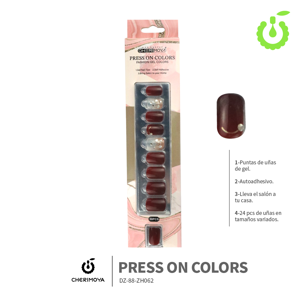 Press on nails  kit con dijes 30 pcs (pack x12) -BH001207-3/DZ-88-ZH062