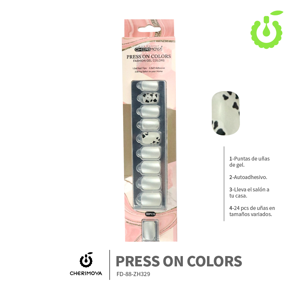 Press on cuadrado  kit multi-color  30pcs ___Pack X12 -BH001207-2/FD-88-ZH329
