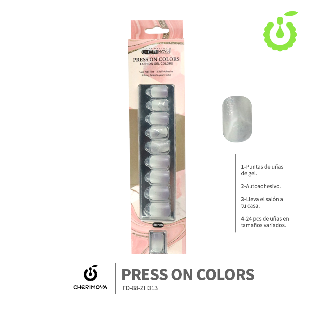 Press on cuadrado  kit multi-color  30pcs ___Pack X12 -BH001207-2/FD-88-ZH313