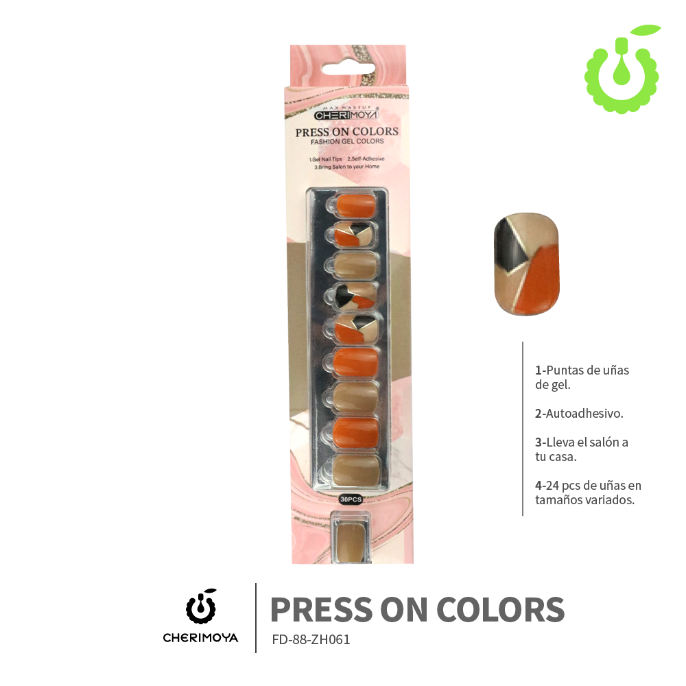 Press on cuadrado  kit multi-color  30pcs ___Pack X12 -BH001207-2/FD-88-ZH061