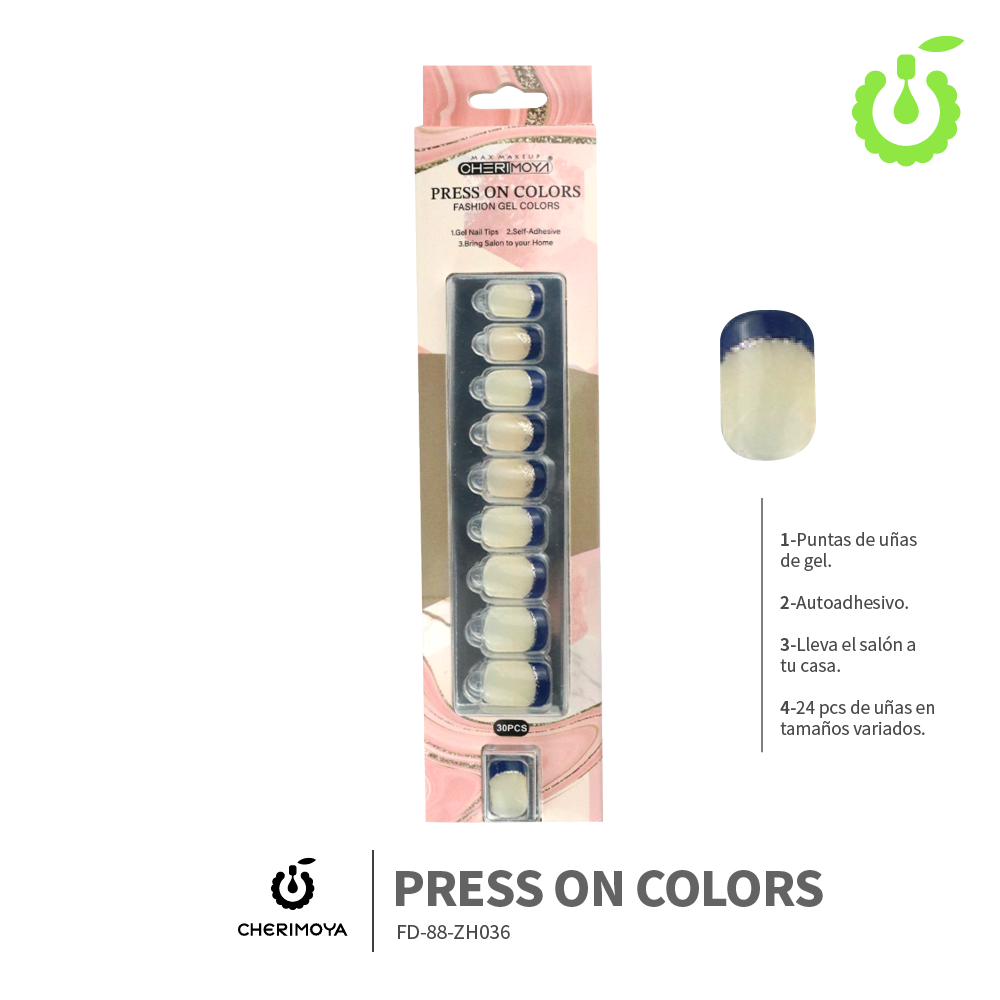 Press on cuadrado  kit multi-color  30pcs (pack x12) -BH001207-2/FD-88-ZH036