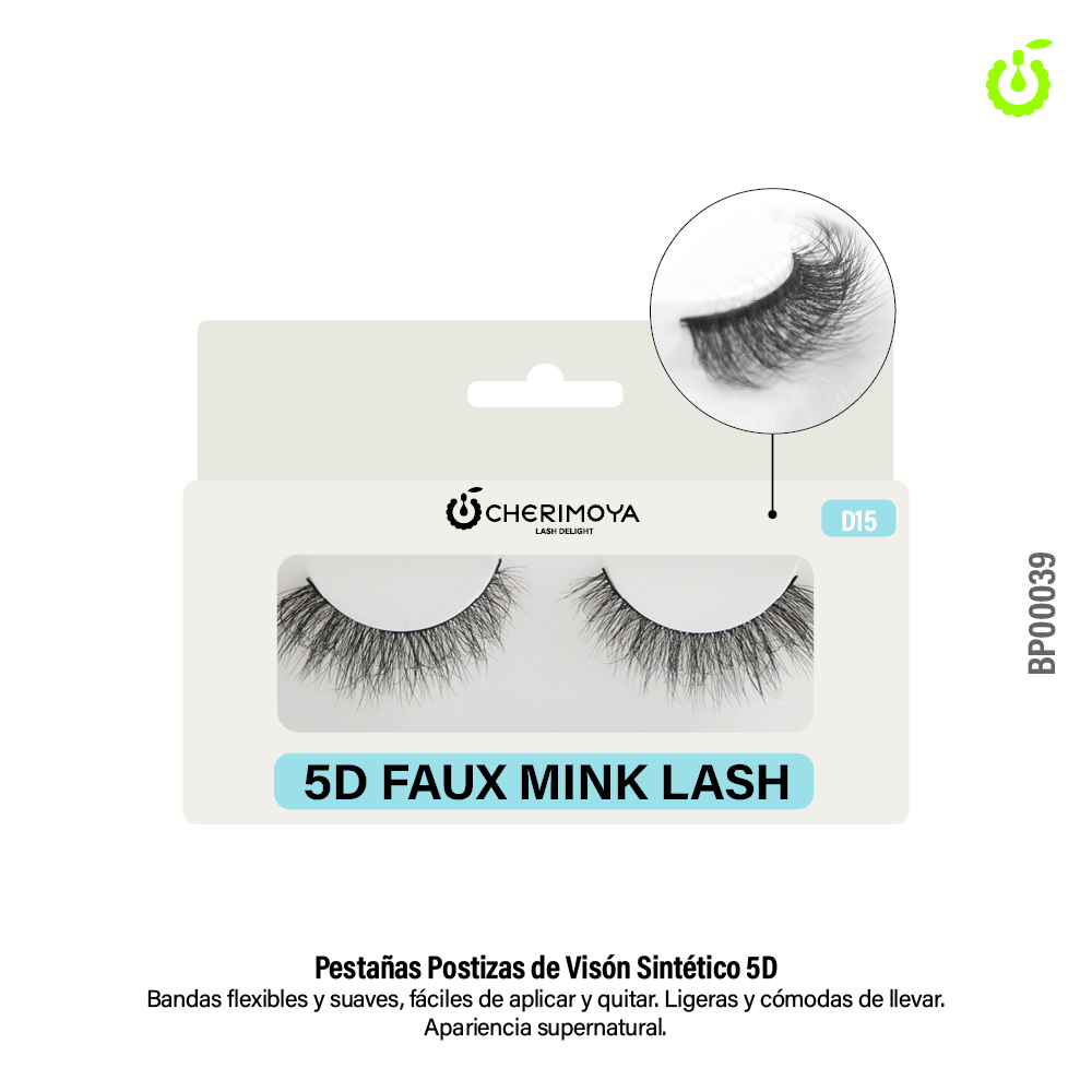 [BP00039] Pestaña postiza de tira D15 ___Pack X10  BP00039