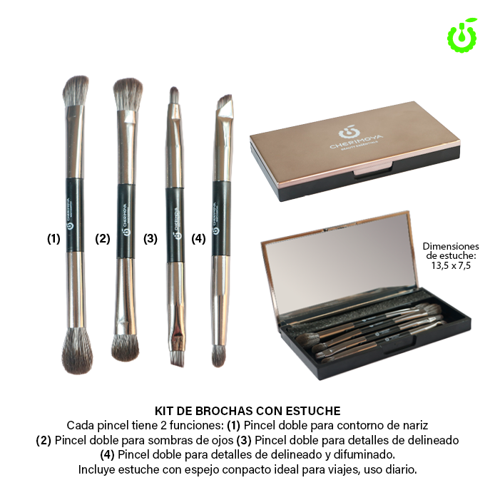 [BH006101] Kit estuche 4 pinceles para sombras ___Pack X6 BH006101