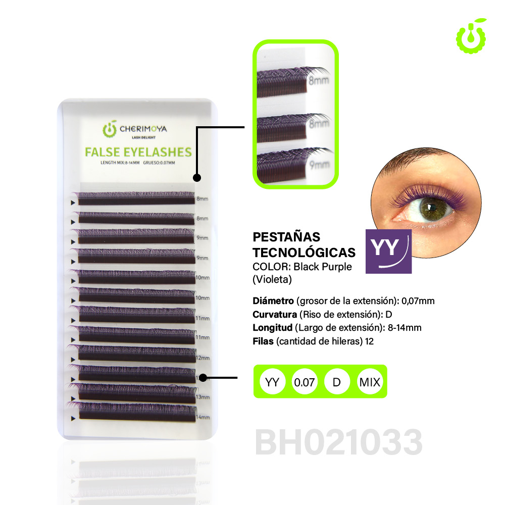 Extensión Tecnologicas YY 0.07D mix Black Purple  ___Pack X10  BH021033-NV