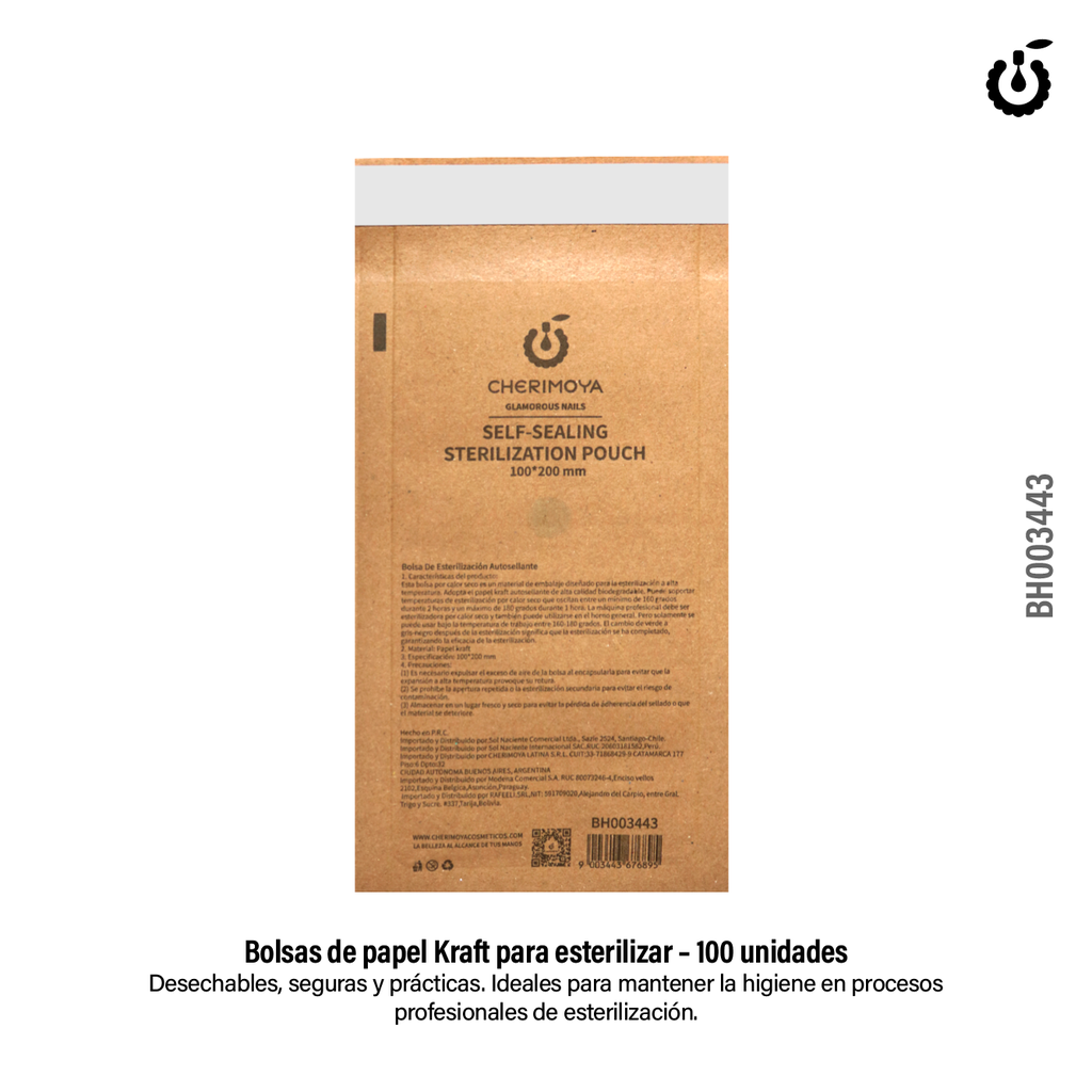 [BH003443] Bolsa Para Esterilizacion 100mm*200mm Cherimoya 100pcs ( bulto x 15 pack ) BH003443