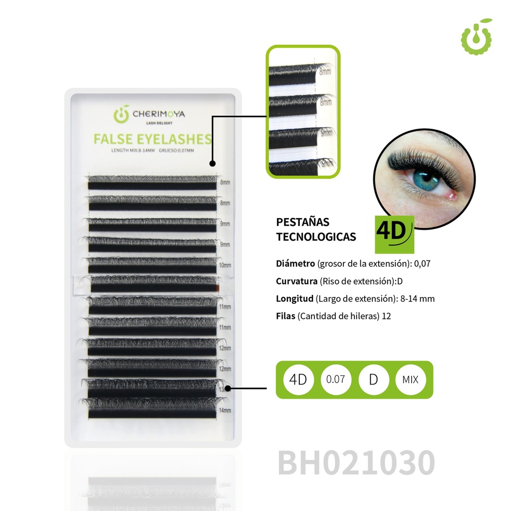 A861 -Extensión Tecnologicas 4D 0.07D Mix(7-13MM) (Pack x 10u)-BH021030