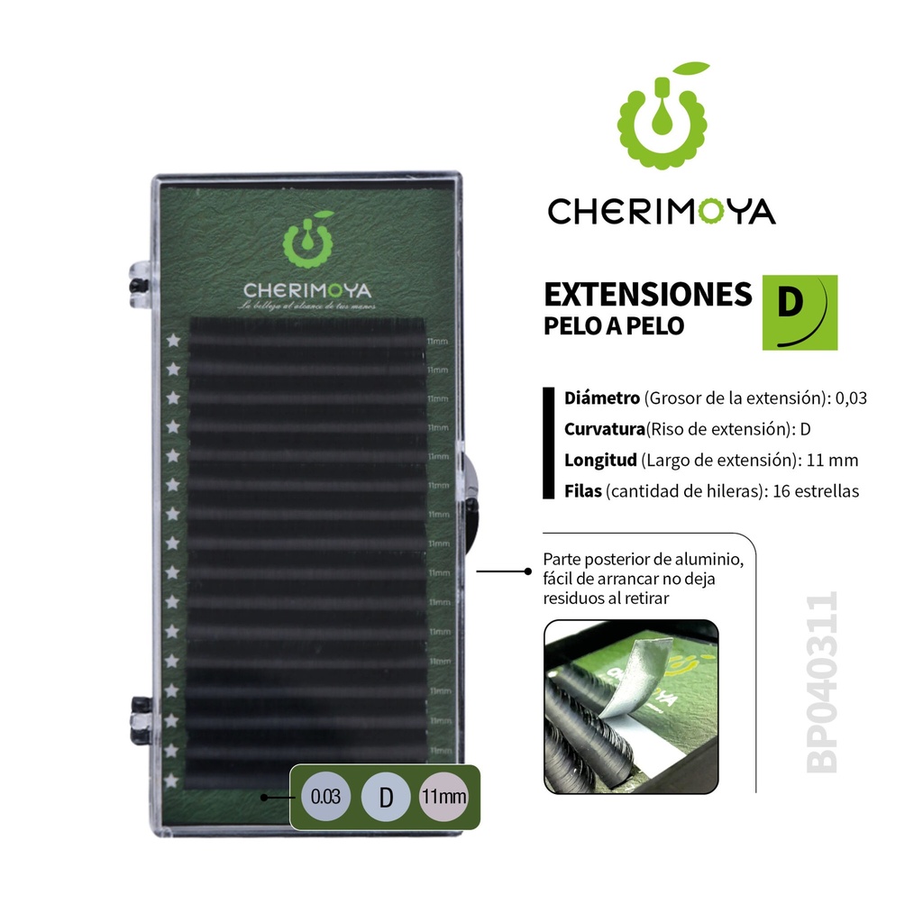 [BP040311] A855 Extensión de pestañas pelo por pelo 0.03D-11MM___Pack X10-BP040311