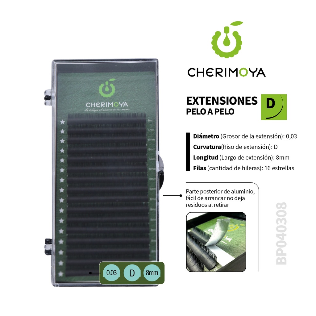 [BP040308] A852 Extensión de pestañas pelo por pelo 0.03D-8MM___Pack X10-BP040308