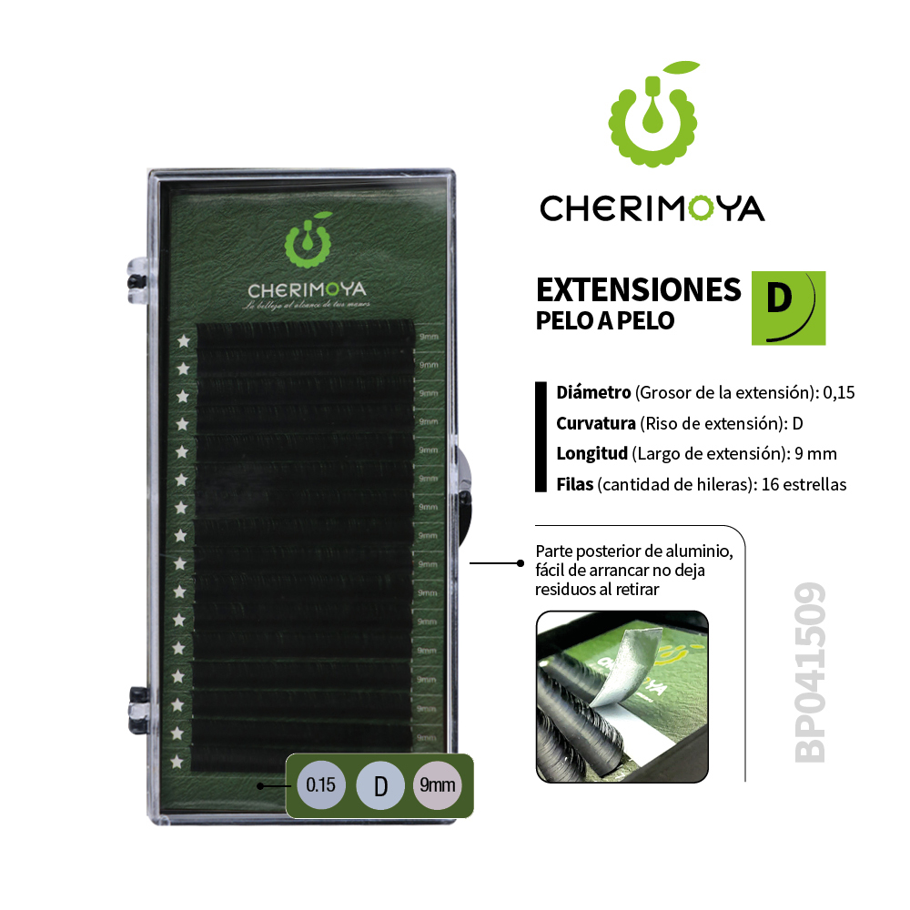 [BP041509] A843 Extensión de pestañas pelo por pelo 0.15D-9MM___Pack X10-BP041509