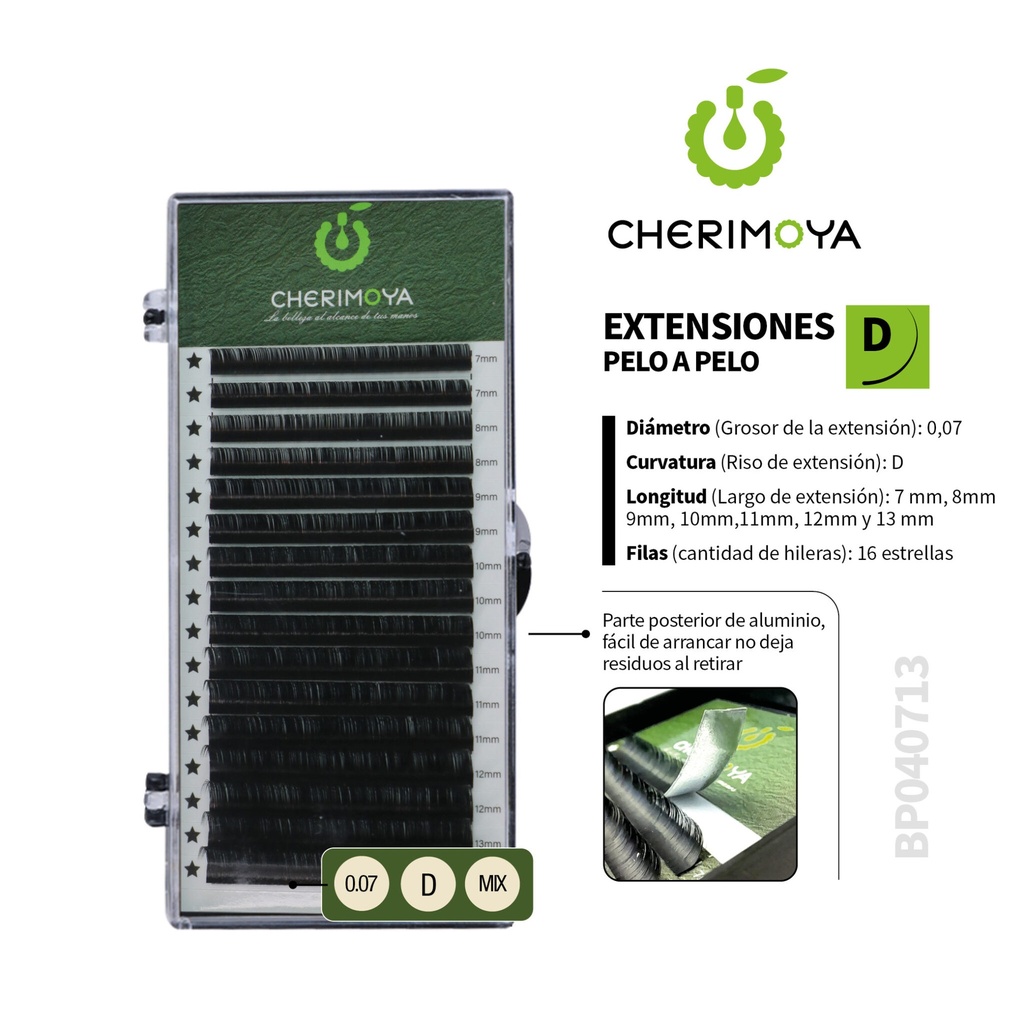 [BP040713MIX] A831 Extensión de pestañas pelo por pelo 0.07D MIX (7-13MM)___Pack X10-BP040713MIX